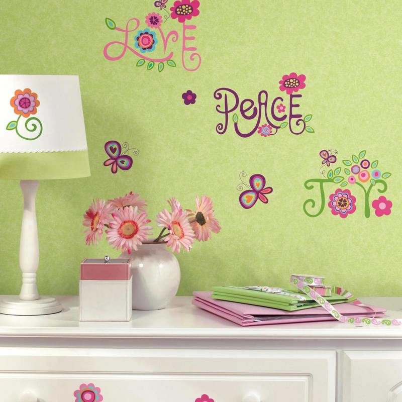 wallpaperstore.gr-αυτοκόλλητο τοίχου,λέξεις,λουλούδια,DIY