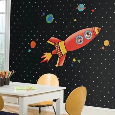 wallpaperstore.gr-αυτοκόλλητο τοίχου,πύραυλος,πλανήτες,DIY