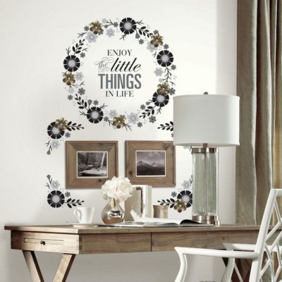 wallpaperstore.gr-αυτοκόλλητο τοίχου,λουλούδια,λέξεις,3D