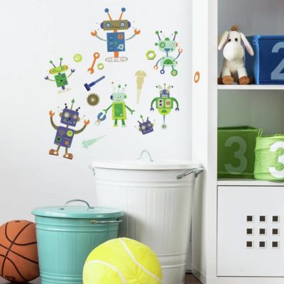 wallpaperstore.gr-αυτοκόλλητο τοίχου,ρομπότ,παιδική,DIY