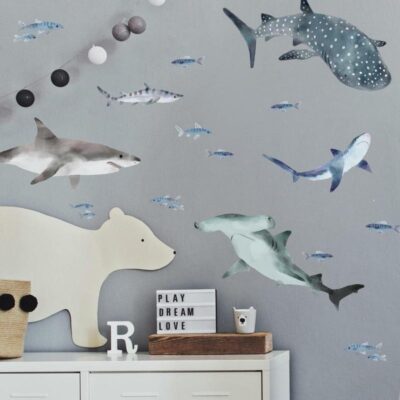 wallpaperstore.gr-αυτοκόλλητο τοίχου,καρχαρίες,DIY,παιδικά