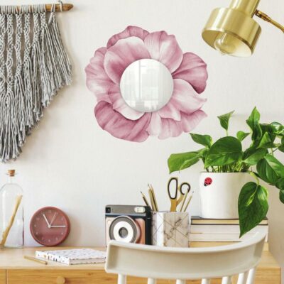 wallpaperstore.gr-αυτοκόλλητο τοίχου,καθρέπτης,λουλούδια,DIY