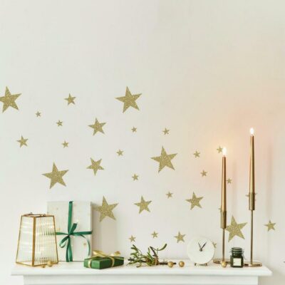 wallpaperstore.gr-αυτοκόλλητο τοίχου,glitter,αστέρια,DIY